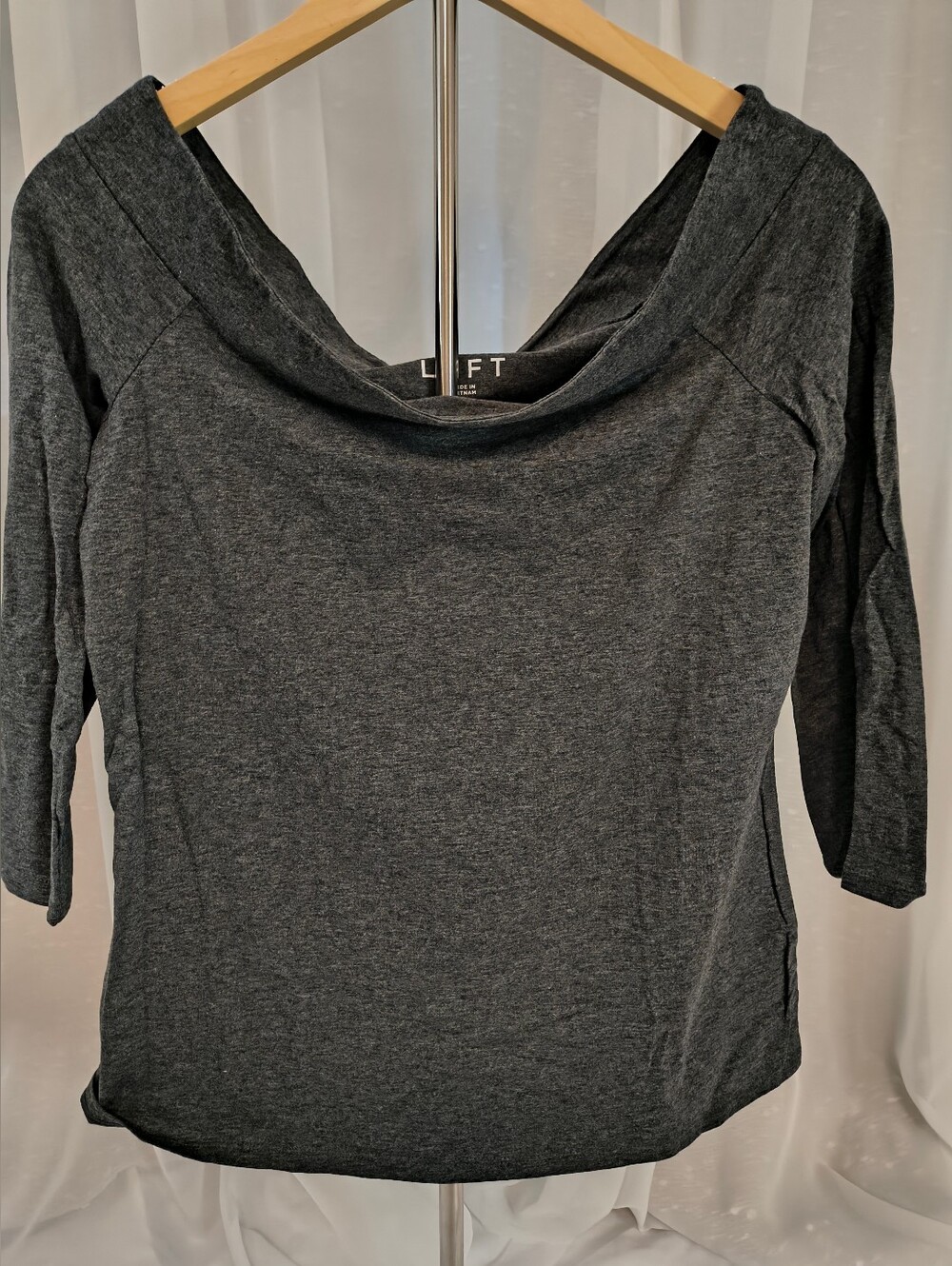 LOFT Charcoal Gray Off The Shoulder Sweater